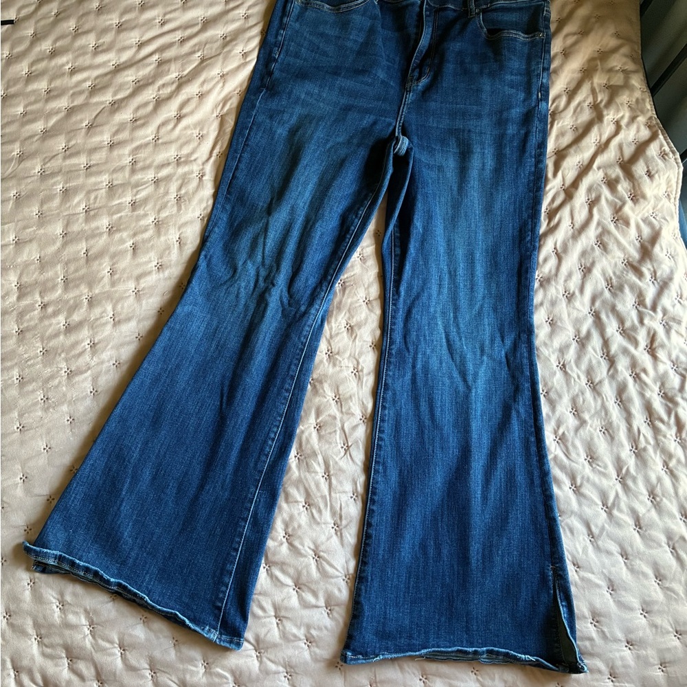 American Eagle Outfitters Dark Blue Wide Leg Jeans
